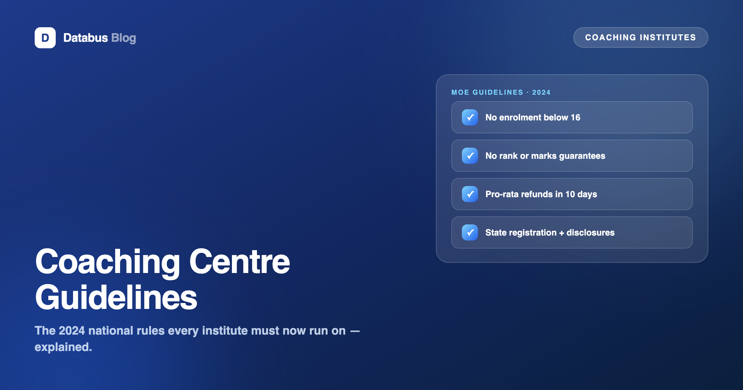 Ministry of Education 2024 coaching centre rules checklist