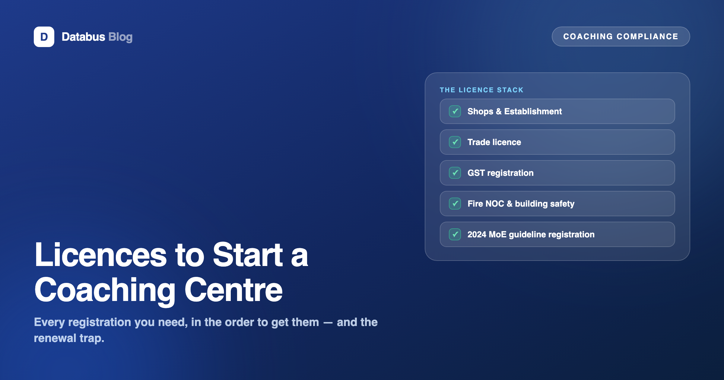 Checklist of licences needed to open a coaching centre