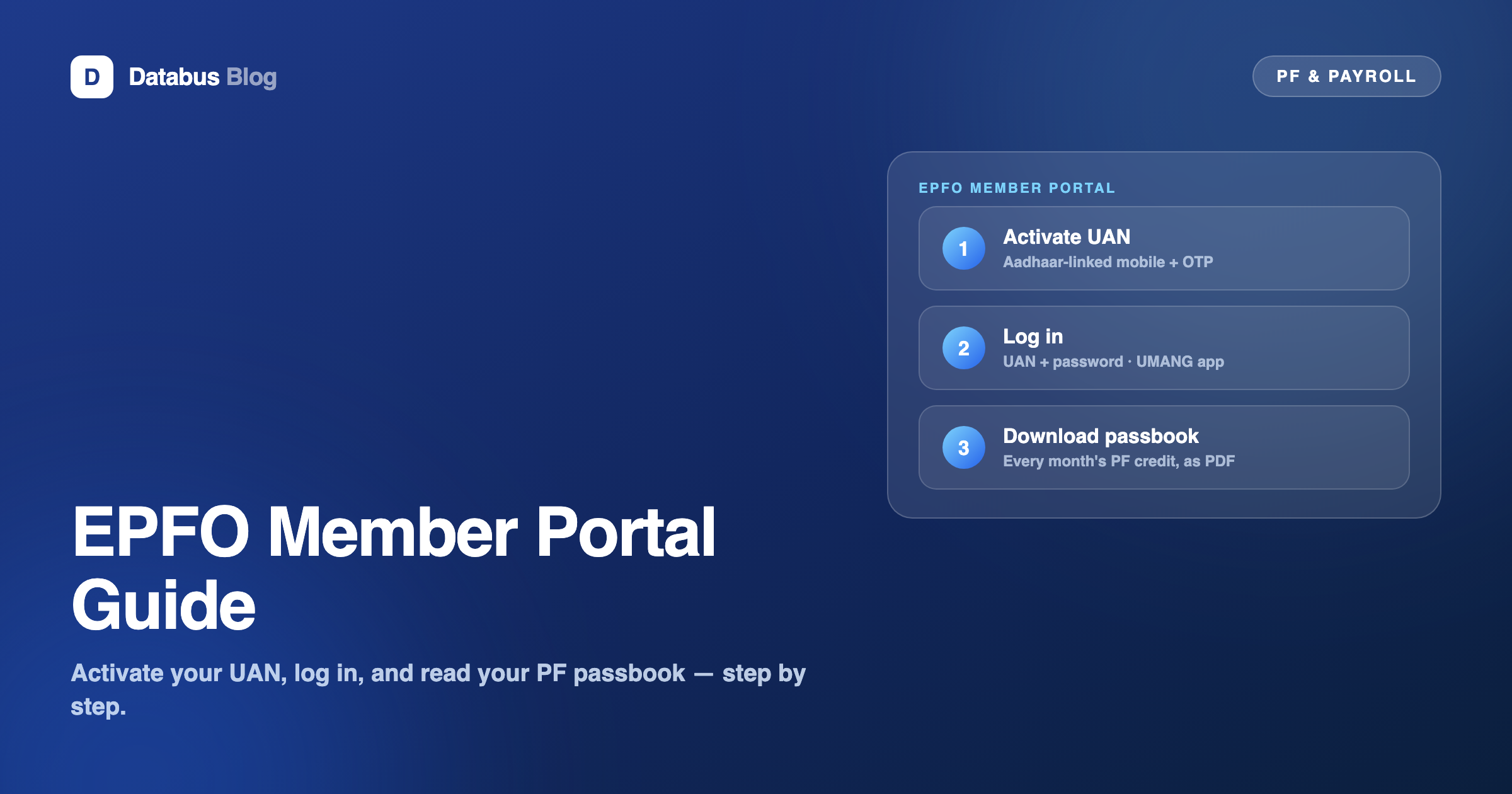 EPFO member portal steps — activate UAN, log in, download PF passbook