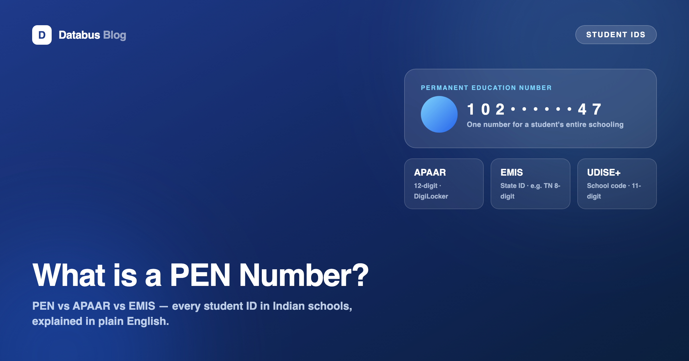 PEN number explained — PEN vs APAAR vs EMIS student IDs