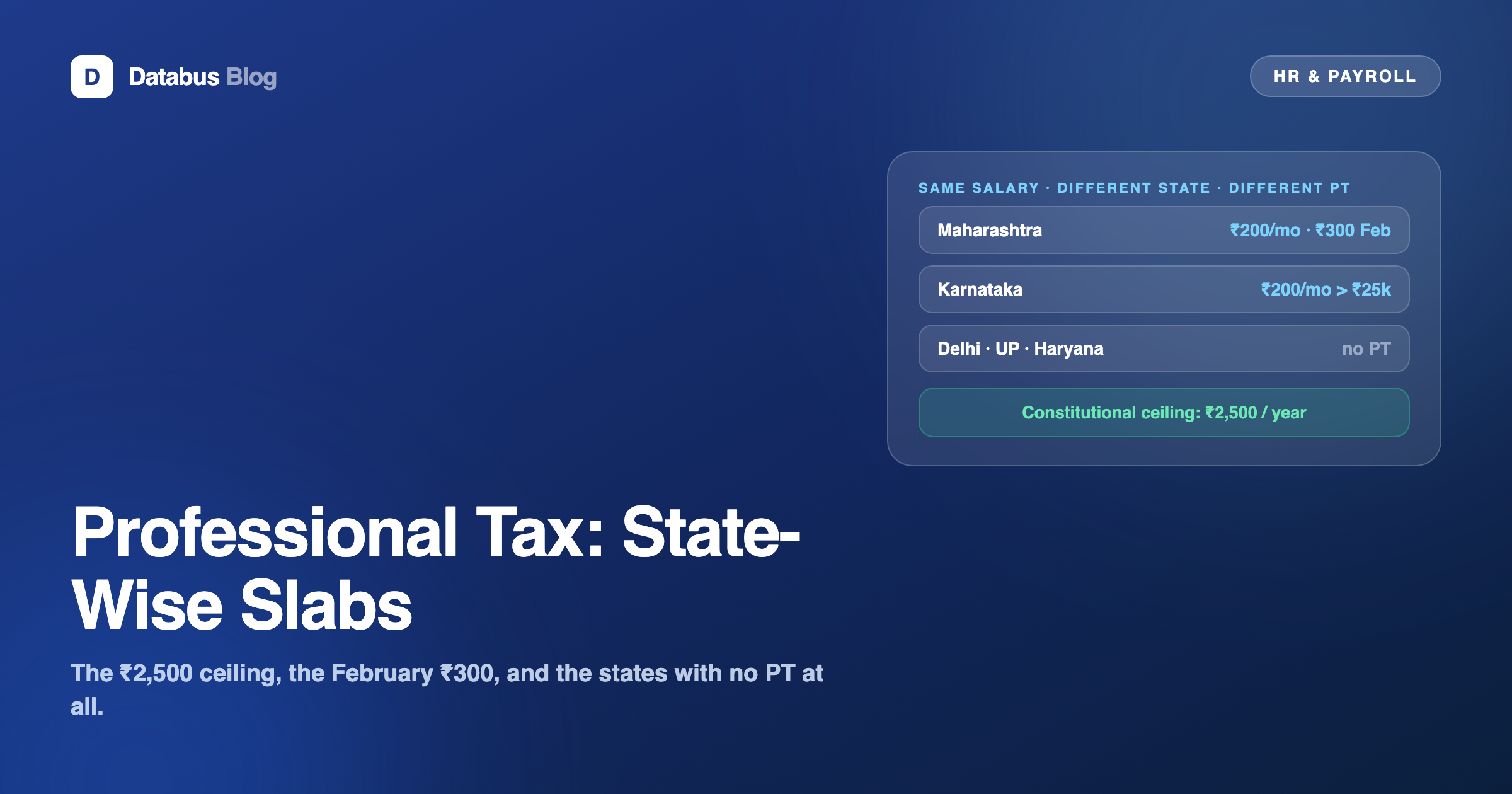 State-wise professional tax slabs under the 2500 rupee ceiling