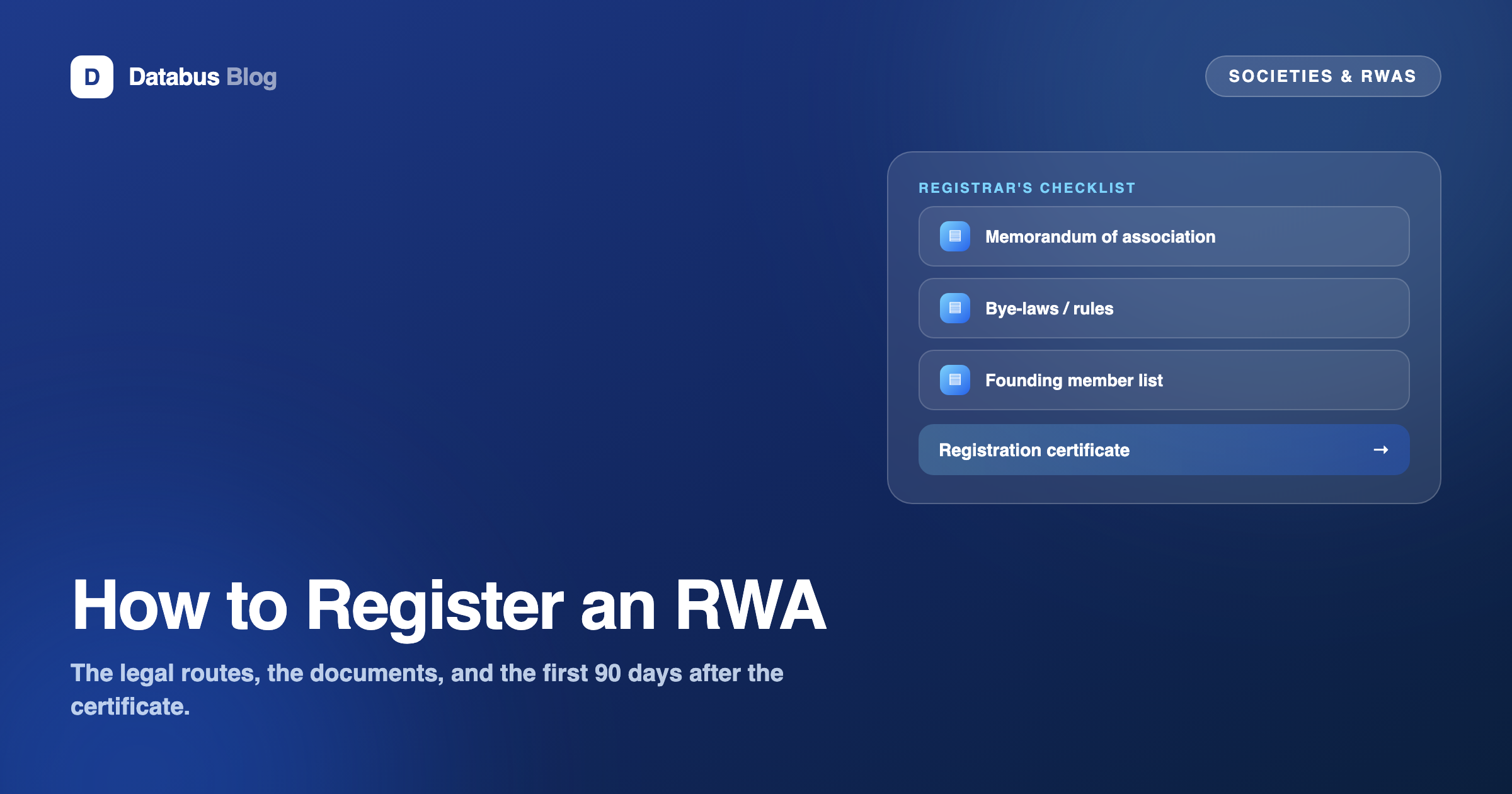RWA registration checklist — memorandum, bye-laws, member list